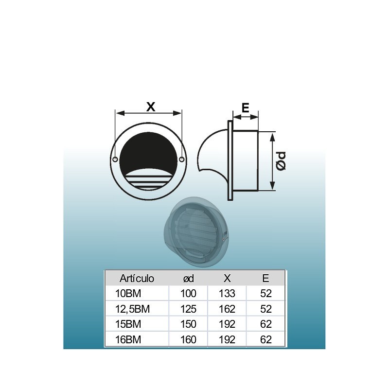 TOMA DE AIRE EXTERIOR ACERO INOXIDABLE ANTILLUVIA | BRICOTUB - MINIVENT