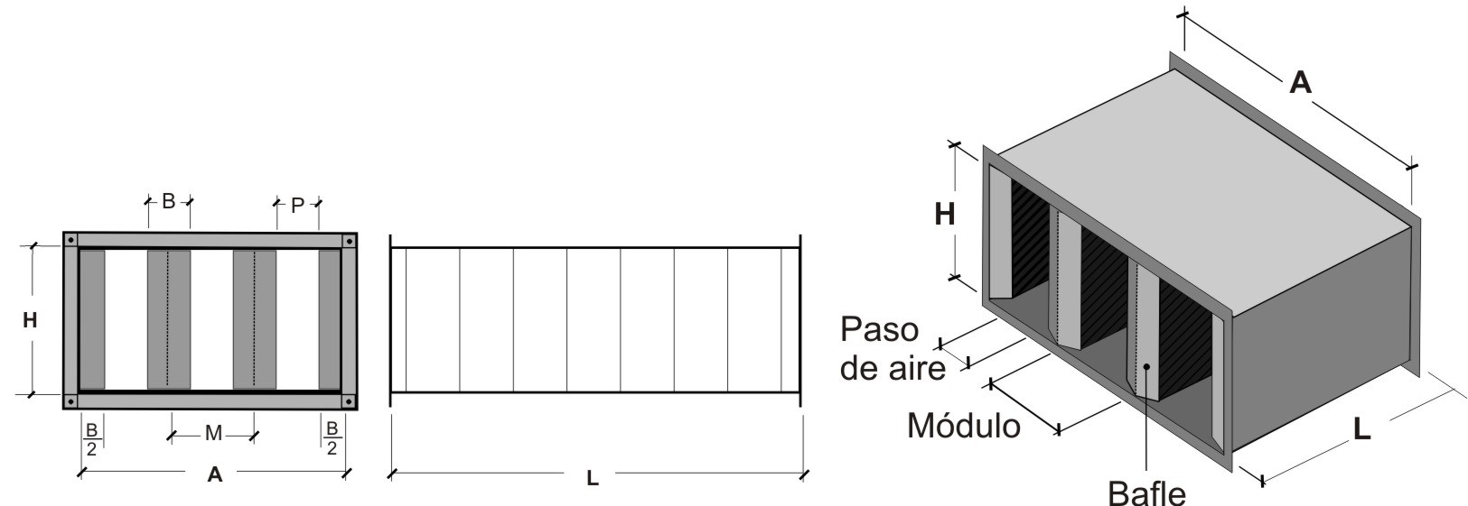 Silenciador rectangular